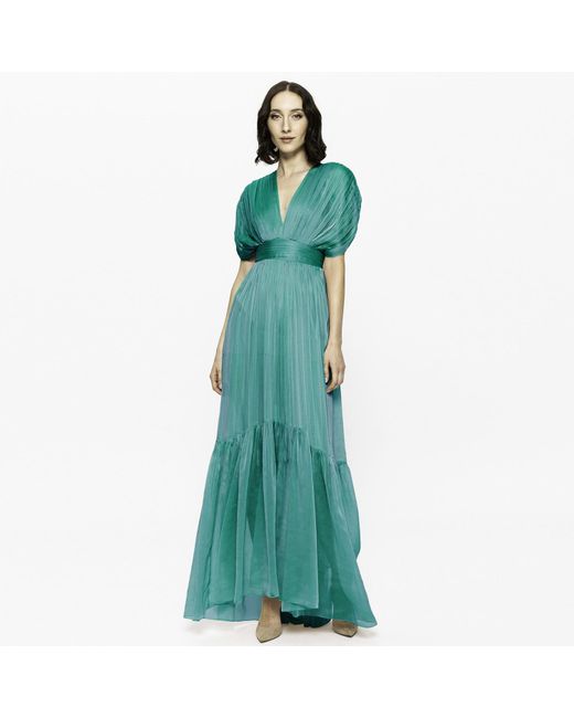 Angelika Jozefczyk Green Lerena Chiffon Evening Gown Turquoise
