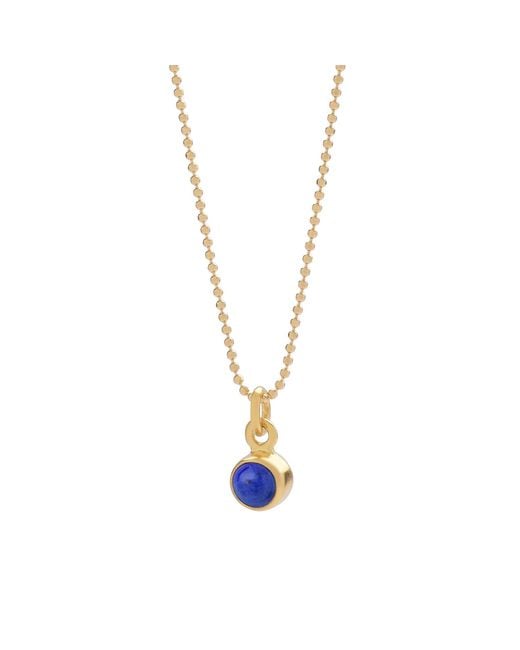 Nellou Jewellery Metallic Gem Dot Birthstone Necklace September Lapis Plated Sterling
