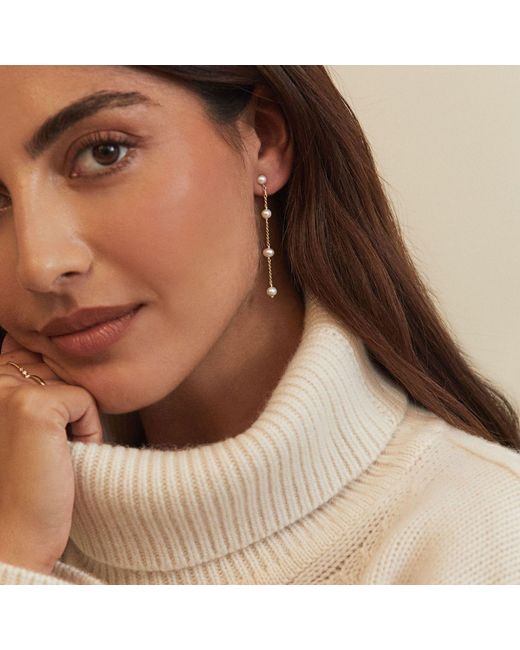 Lily & Roo White Four Pearl Drop Earrings