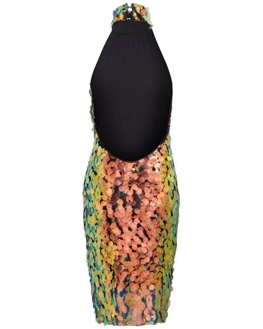 Sarvin Orange Sequin Mini Dress