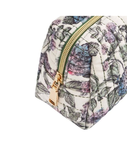 Fable England White Neutrals Hydrangea Small Quilted Makeup Bag & Hydrangea Square Scarf Set