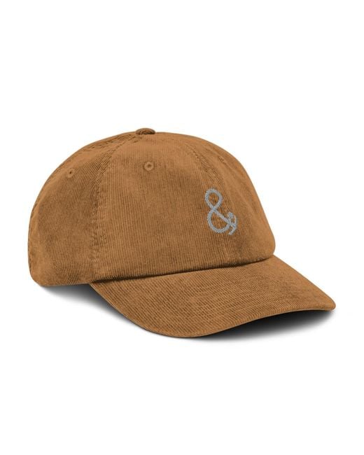 Anchor and Crew Brown Camel Ampersand Signature Embroidered Corduroy Cap for men