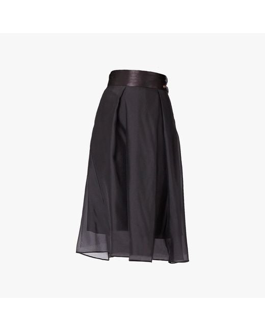 Smart and Joy Blue Flared Organza And Satin Skirt
