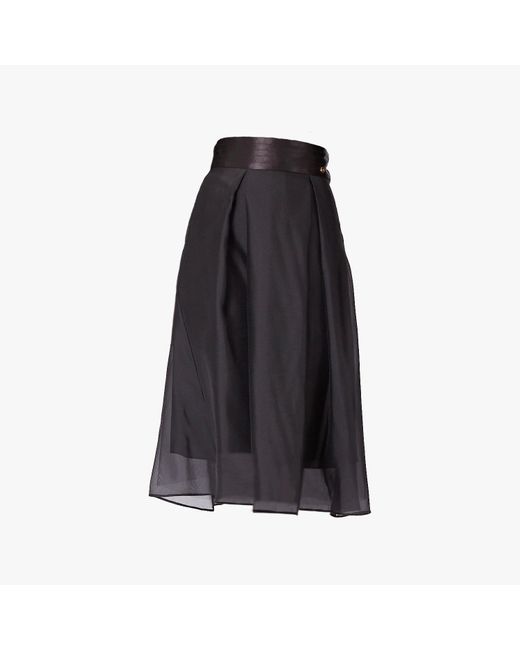 Smart and Joy Blue Flared Organza And Satin Skirt
