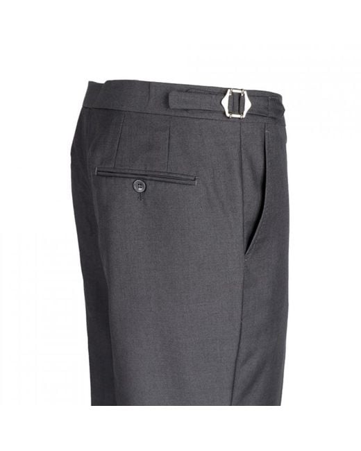 DAVID WEJ Gray Aldo Plain Smart Trousers With Side Adjusters – Charcoal for men