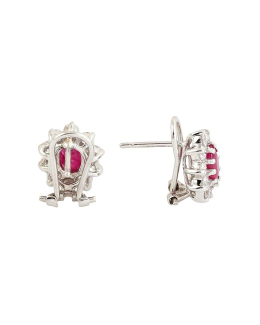 Artisan Pink Ruby Diamond Stud Clip-On Earrings In Gold