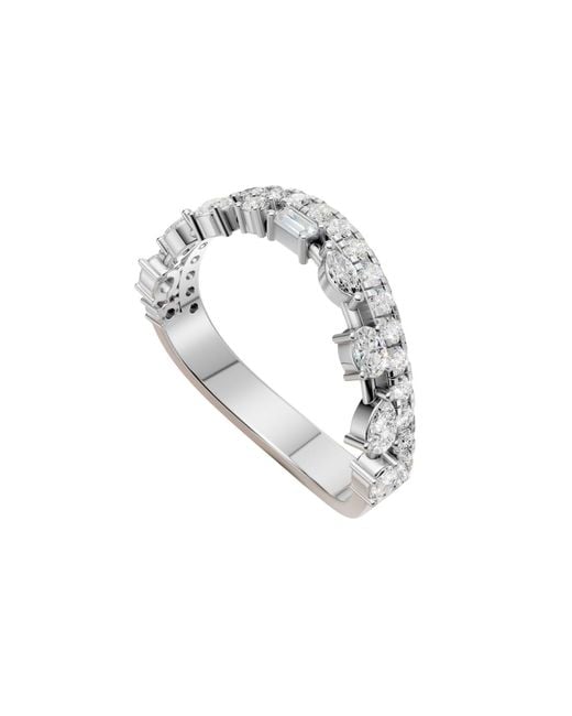 Aya Fine Jewelry Metallic Mixed Shape Lab Diamond Curved Wedding Band