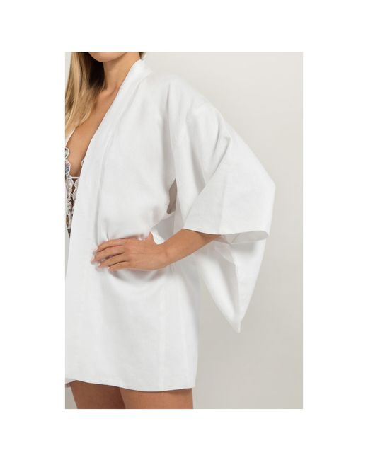 GeeGee Collection White Third Eye Hemp Kimono
