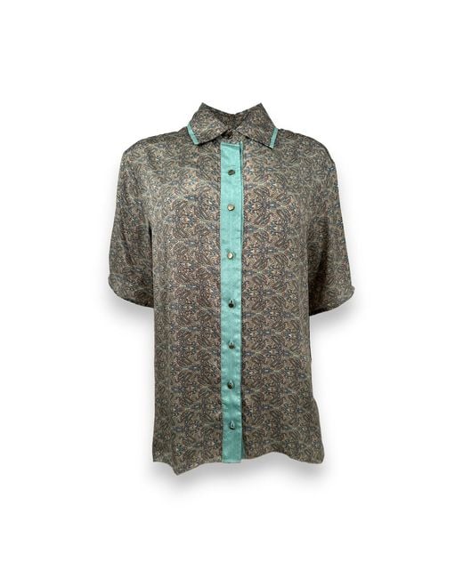 Monzlapur New York Green Paisley Motif Short Sleeve Shirt- Mint for men