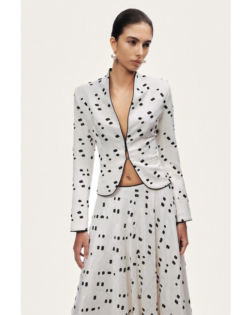 Nocturne White Printed Tailored Jacket