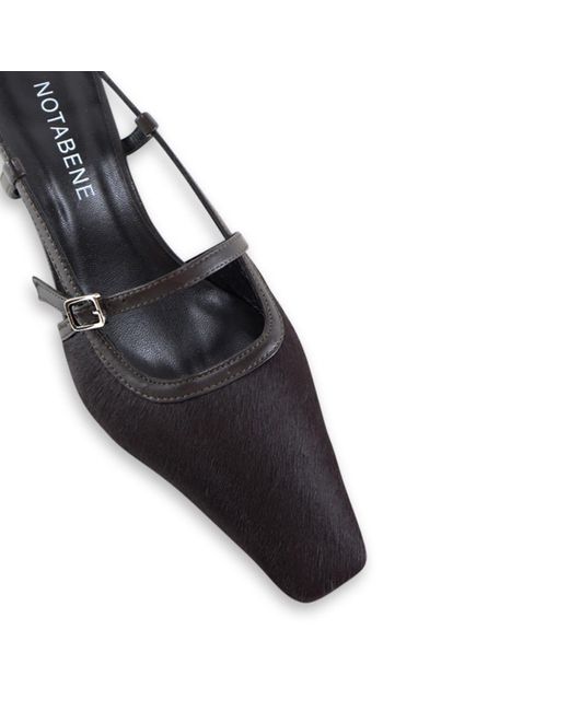 Notabene Black Elenne Slingback Stilettos, Dark Cow Fur