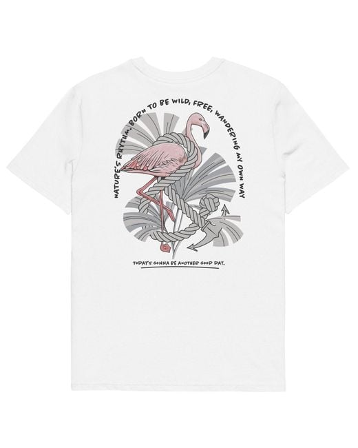 Anchor and Crew White Flamingo Another Good Day Organic Cotton T-Shirt