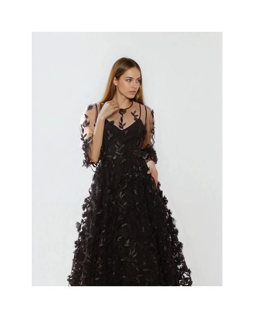 MATSOUR'I Black Cocktail Dress Franceska Midi