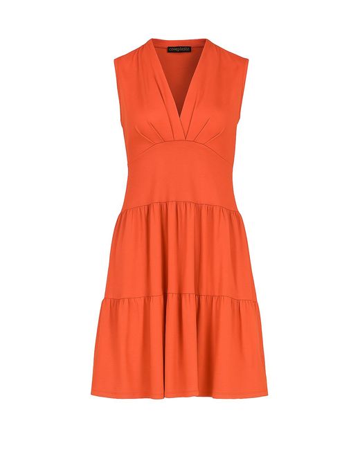 Conquista Orange Paprika Sleeveless V-Neck Jersey Dress