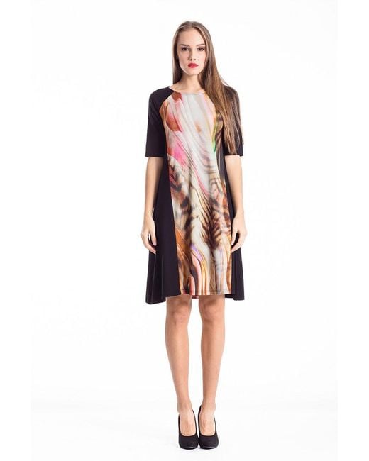 Conquista Orange Animal Print A Line Dress
