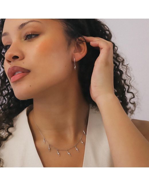 Luna Charles White Bridget Lightning Huggie Hoop Earrings