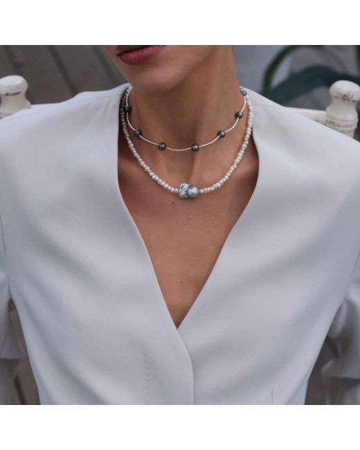 LINYA JEWELLERY Metallic Inka Baroque Pearl Necklace