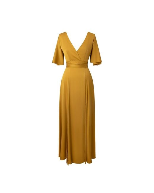 Sanctumum Metallic Oleon Kimono Style Silk Dress