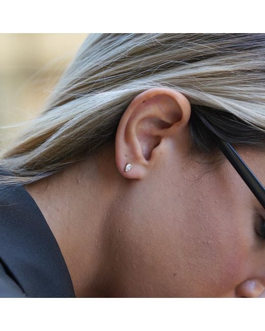 Spero London Metallic 14Ct Solid Handcrafted Pear Stud Single Earring