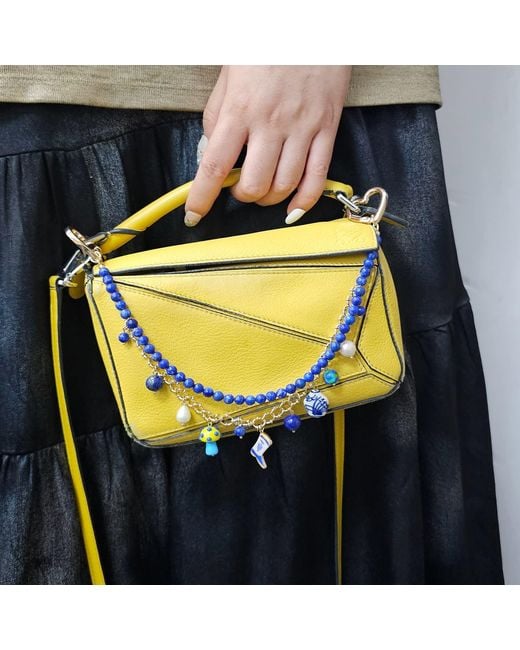 Farra Blue Lapis With Mushroom And Boots Double Layers Chain Bag Charm