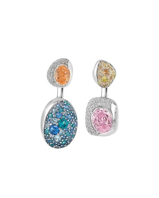 Arte Madrid Blue Sierra Pavé Contour Convertible Stud Earrings With Drop Pendants