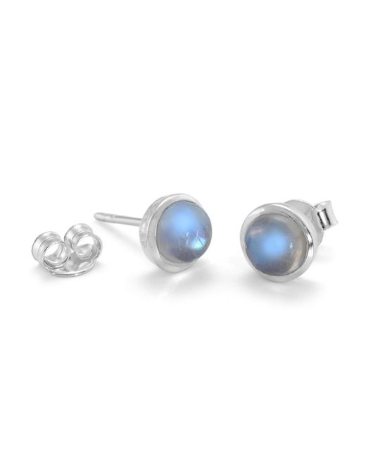 Isla Silver Blue Dainty Moonstone Stud Earrings