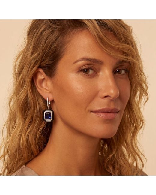 Latelita London Blue Art Deco Sapphire & Enamel Drop Earrings