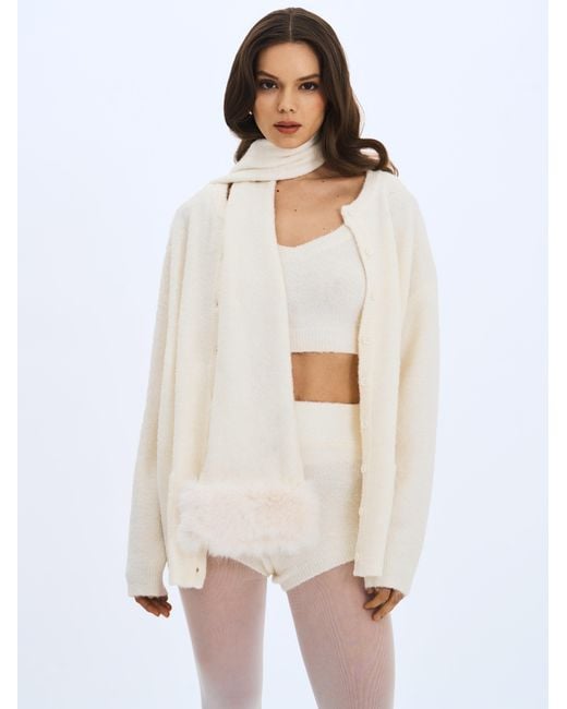 Miss Circle New York White Sera Wool-Blend Ribbed Knit Mini Shorts