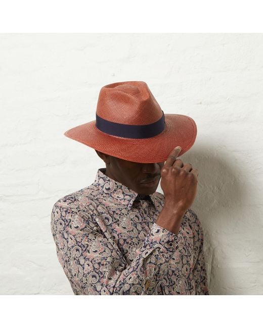 Dasmarca Hats Red Dasmarca Newton Wide Brim Summer Genuine Panama Straw Hat For - Cinnamon