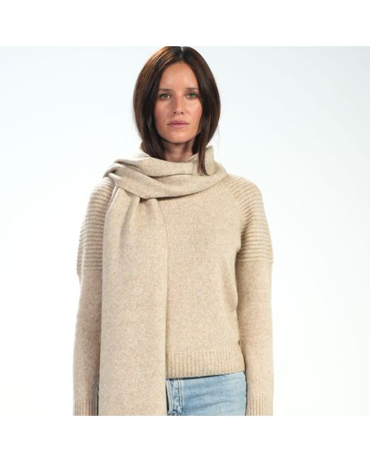 Bel Cashmere Natural Neutrals Big Knitted Cashmere Scarf Jaspe