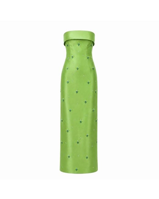 Gushka Green Lime Pistachio Embellished Column Gown