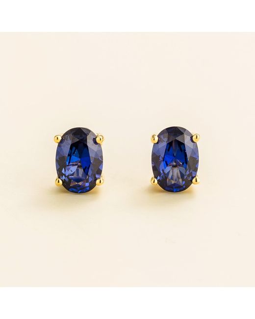 Juvetti Blue Ovo Earrings Set With Sapphire