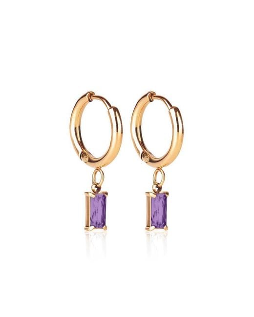 Evie Jewelry Metallic Luxe Amethyst Drop Huggie Earrings