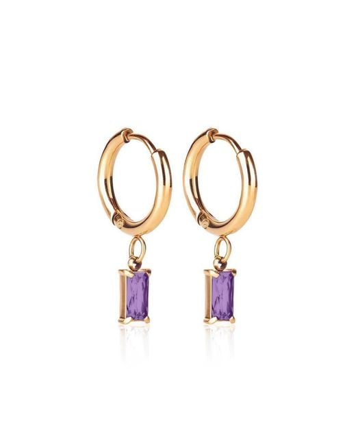 Evie Jewelry Metallic Luxe Amethyst Drop Huggie Earrings