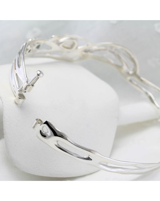 Isla Silver Metallic Organic Moonstone, Topaz & Pearl Bangle