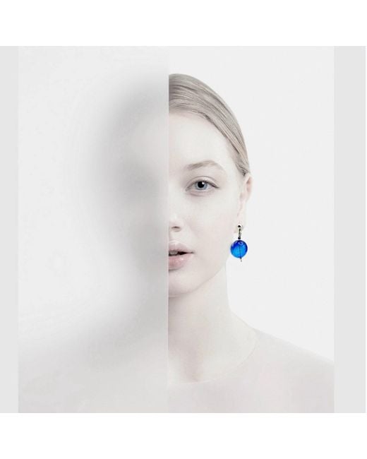 Laura Daili Blue Cobalt Moon Clip-On Earrings