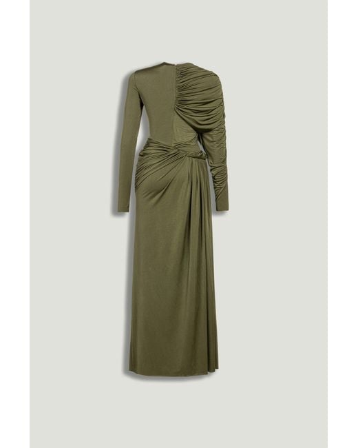 Nocturne Green Neutrals Draped Long Sleeve Maxi Dress