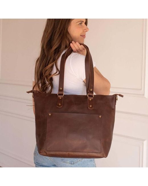 Hides Leather Co. Brown Handmade Large Leather Tote Shoulder Bag