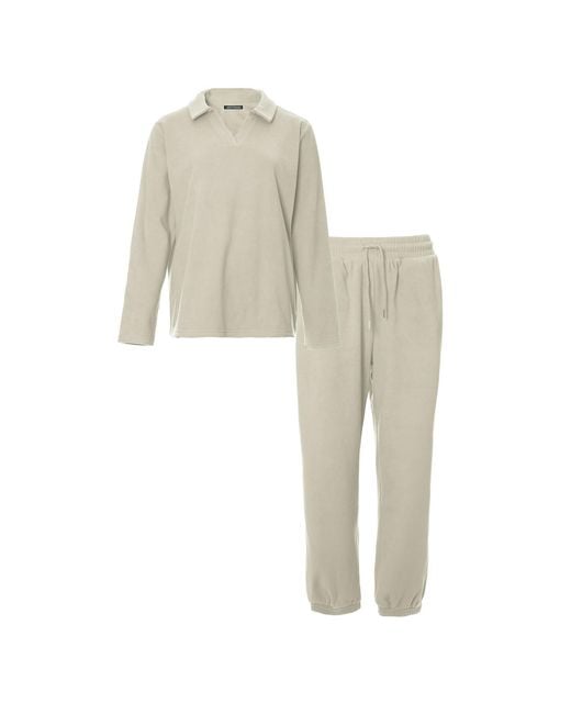Pretty You London Natural Neutrals Fleece Lounge Set