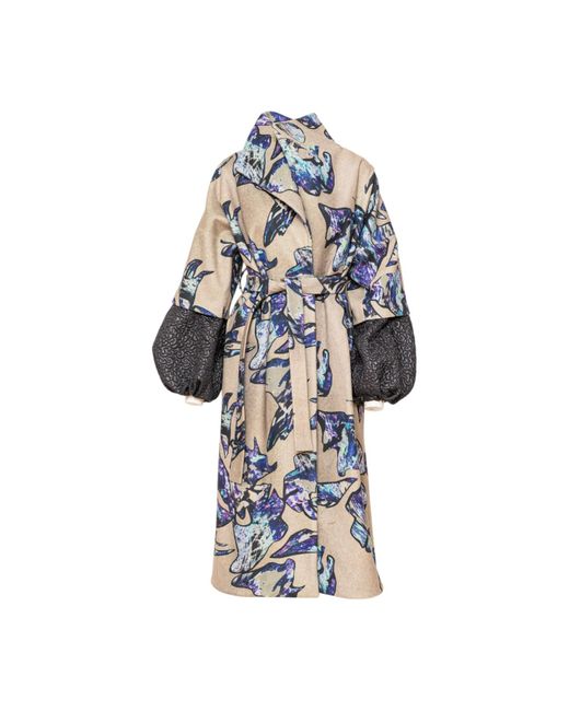 ARTISTA Blue Crystal Overlapped Printed Coat