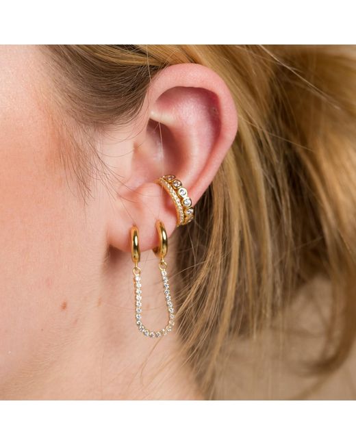 Scream Pretty Metallic Tennis Chain Double Huggie Earring
