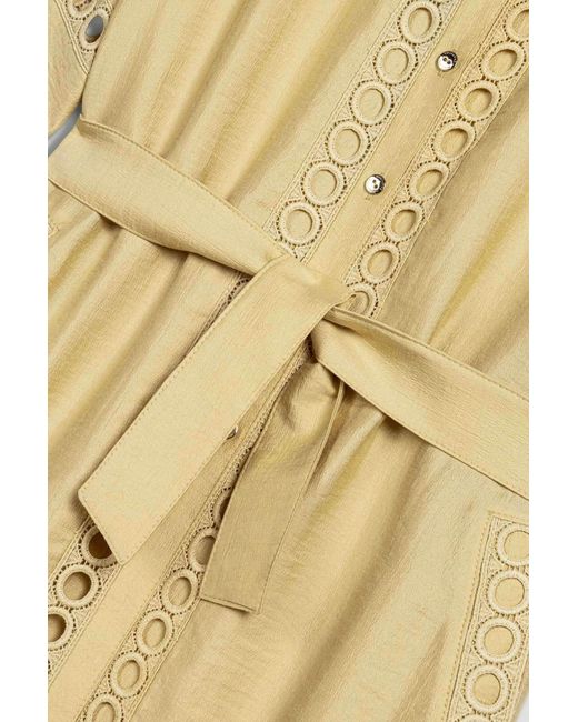 Nocturne Yellow Belted Eyelet Detail Short-Sleeve Jacket