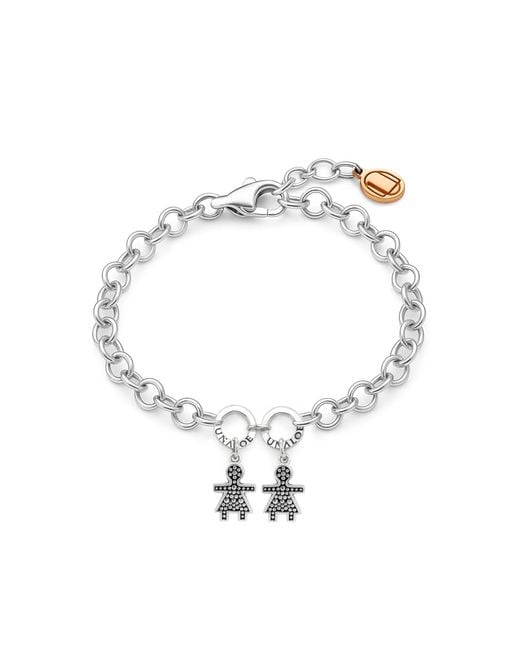 Unaloe Metallic Adjustable Sterling Mom Bracelet With Two Daughter Charms