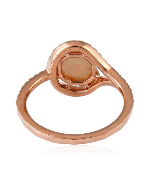 Artisan Brown 18k Rose Gold Ice Diamond Ring Handmade Jewelry