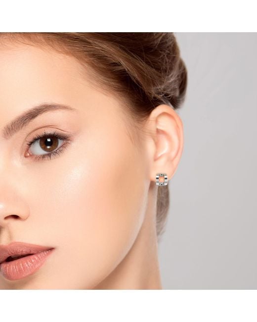 Meulien Metallic Curved Rectangle Stud Earrings