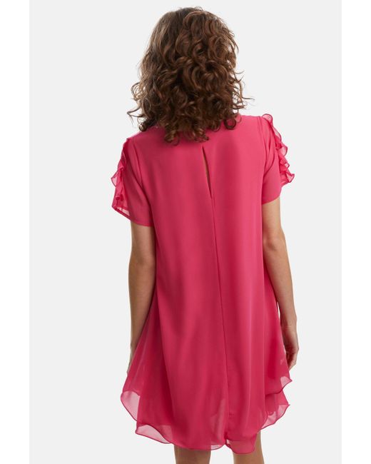 James Lakeland Pink Short Sleeve Wave Hem Dress Fuchsia