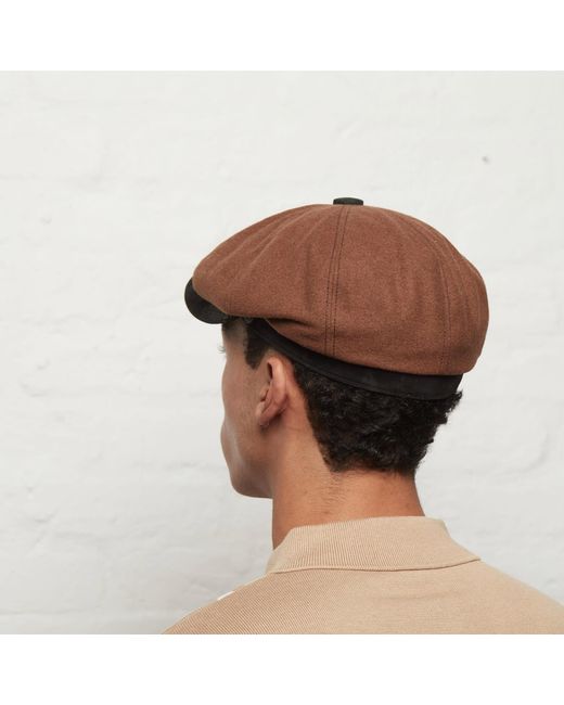 Dasmarca Hats Brown Eden Tobacco Wool Newsboy Bakerboy Peaky Cap With Leather Visor Peak for men
