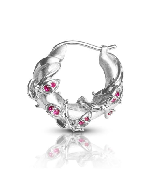 Kasun Metallic Enchanted Ruby Forest Hoop Earring