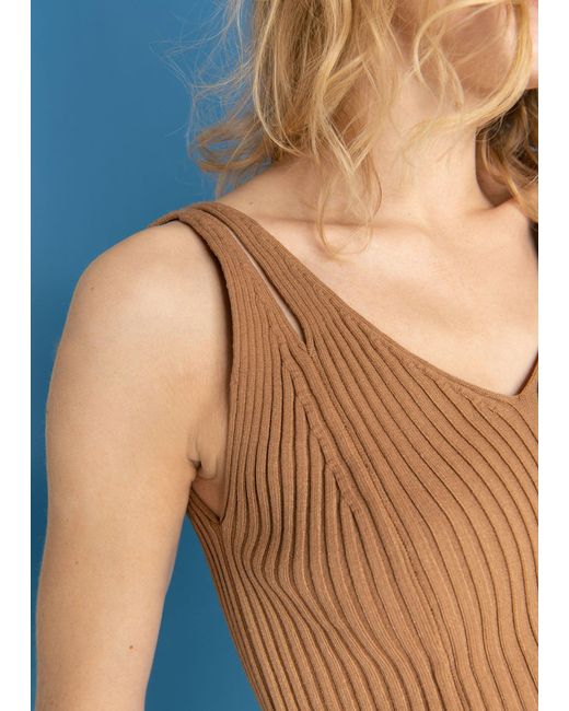 SALANIDA Brown Donna Ribbed Crop Top Caramel