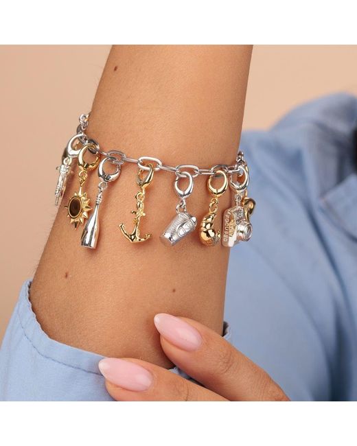 Lily Charmed Metallic Sterling Oval Link Charm Bracelet
